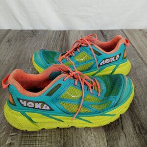 Hoka One One Teal and Neon Yellow Athletic Shoes